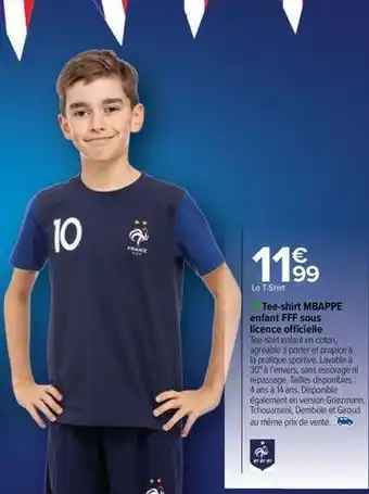 Carrefour Drive Fff - tee-shirt mbappe enfant sous licence officielle offre