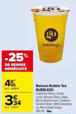 Carrefour Drive Bubblego - boisson bubble tea offre