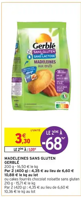 Intermarché GERBLÉ MADELEINES SANS GLUTEN offre