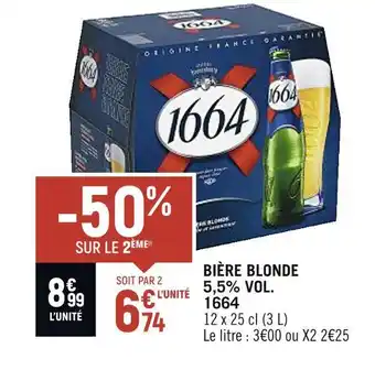 Spar 1664 BIÈRE BLONDE 5,5% VOL offre