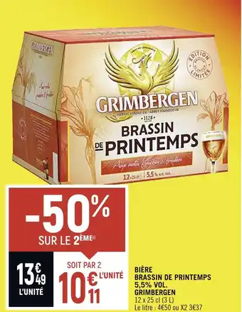 Spar GRIMBERGEN BIÈRE BRASSIN DE PRINTEMPS 5,5% VOL offre