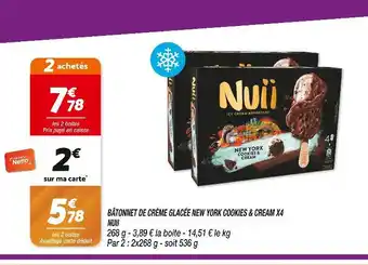 Netto NUII BÂTONNET DE CRÈME GLACÉE NEW YORK COOKIES & CREAM X4 offre