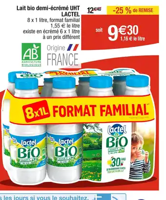 Cora x Carrefour LACTEL Lait bio demi-écrémé UHT offre