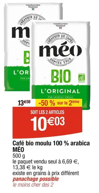 Cora x Carrefour MÉO Café bio moulu 100 % arabica offre
