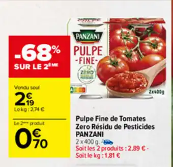 Carrefour Pulpe Fine de Tomates Zéro résidu de Pesticides offre