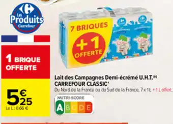 Carrefour Lait des Campagnes Demi-écrémé U.H.T offre