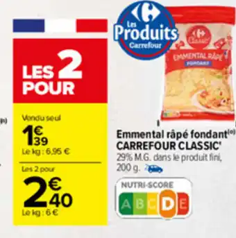 Carrefour Emmental râpé fondant offre
