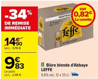 Carrefour Bière blonde d'Abbaye LEFFE offre