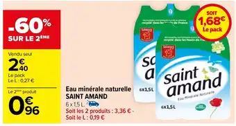 Carrefour Eau minérale naturelle 6x1,5L SAINT AMAND offre