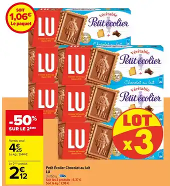 Carrefour Petit Écolier Chocolat au lait LU offre