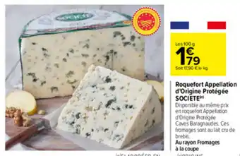 Carrefour Roquefort Appellation d'Origine protégée offre
