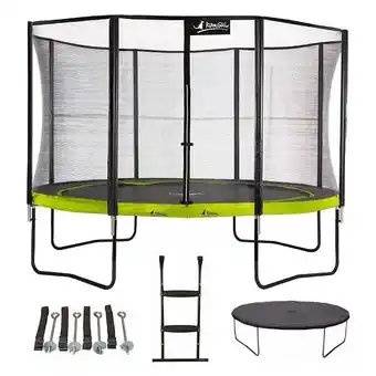 Bricorama Trampoline 430 cm + filet + échelle + bâche + kit ancrage PUNCHI Vert offre