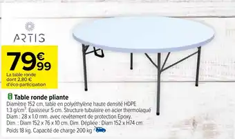 Carrefour Table ronde pliante offre