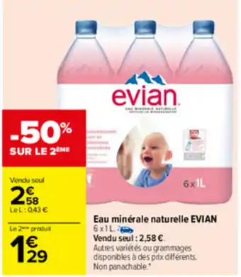 Carrefour Eau minerale naturelle Evian offre