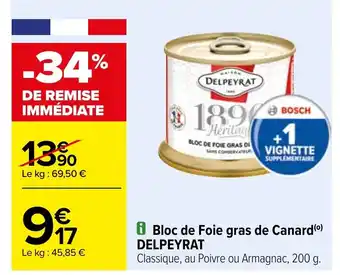 Carrefour 8 Bloc de Foie gras de Canard (0) DELPEYRAT offre