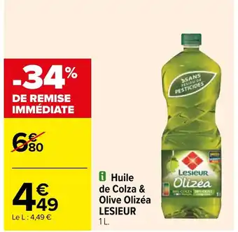 Carrefour Huile de Colza & Olive Olizéa LESIEUR 1L. offre