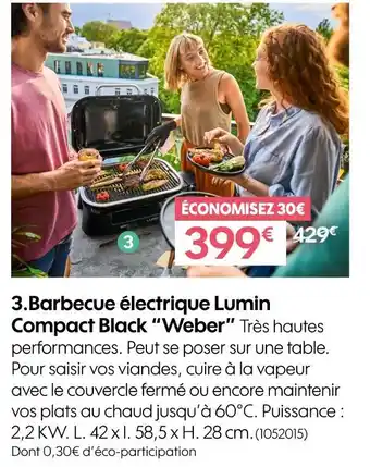 Truffaut Weber Barbecue électrique Lumin Compact Black offre