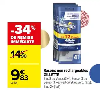 Carrefour Rasoirs non rechargeables GILLETTE offre