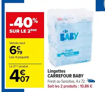 Carrefour Lingettes CARREFOUR BABY offre