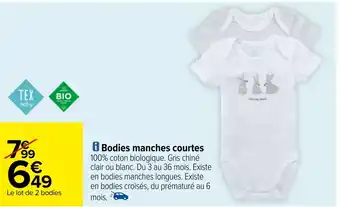 Carrefour Bodies manches courtes offre