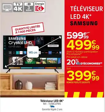 Carrefour Téléviseur LED 4K* Réf. TU58CU7105 offre