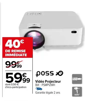 Carrefour Vidéo Projecteur Réf. PSMP12WH offre