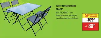 Cora Table rectangulaire pliante offre