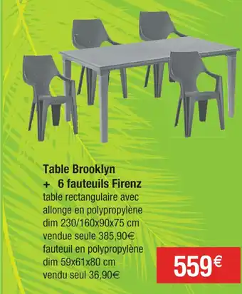 Cora x Carrefour Table Brooklyn + 6 fauteuils Firenz offre