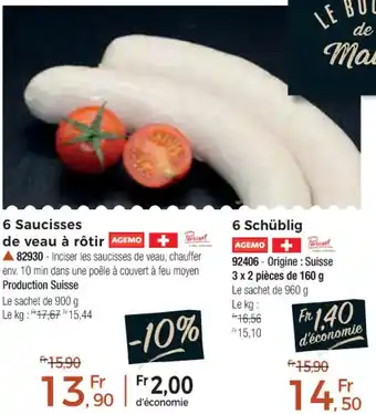 Thiriet 6 Saucisses de veau à rôtir offre
