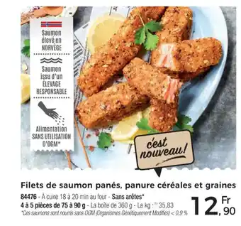 Thiriet Filets de saumon panés, panure céréales et graines offre