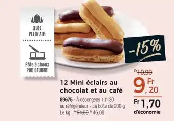 Thiriet 12 Mini éclairs au chocolat et au café offre