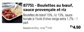 Thiriet 87751 Boulettes au bœuf, sauce provençale et riz offre