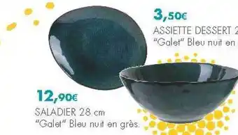 E.Leclerc Saladier Galet Bleu Nuit En Grès Assiette Dessert 2 Galet Bleu Nuit offre
