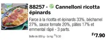 Thiriet Cannelloni ricotta épinards offre