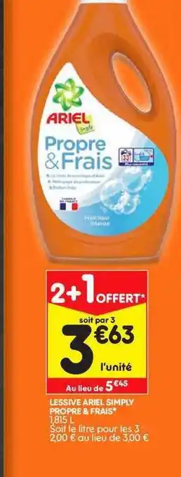 Leader Price Lessive Ariel Simply Propre & Frais offre
