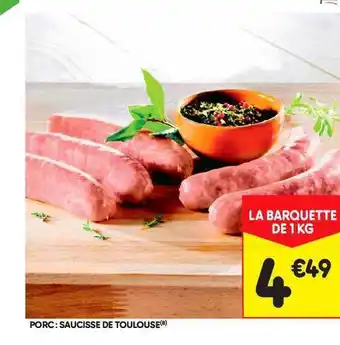 Leader Price Porc : Saucisse De Toulouse offre