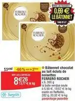 Migros Ferrero rocher - bâtonnet chocolat au lait éclats de noisettes offre