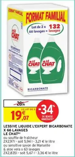 Intermarché Le chat - lessive liquide l'expert bicarbonate offre