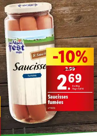 Lidl Saucisses fumées offre