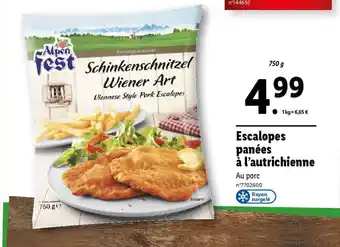 Lidl Escalopes panées à l'autrichienne offre