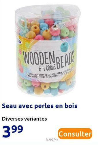 Action Seau avec perles en bois offre