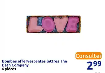 Action The bath company bombes effervescentes lettres offre