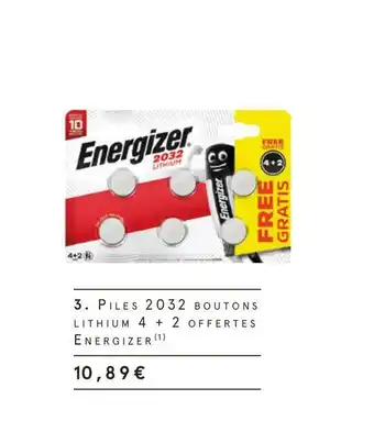 Energizer piles 2032 boutons lithium