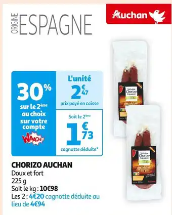 Auchan Supermarché AUCHAN CHORIZO offre