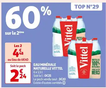 Auchan Supermarché VITTEL EAU MINÉRALE NATURELLE offre