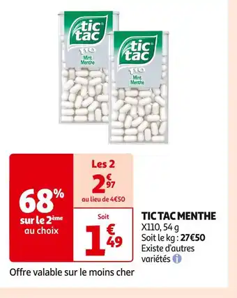 Auchan Supermarché TIC TAC TIC TAC MENTHE offre
