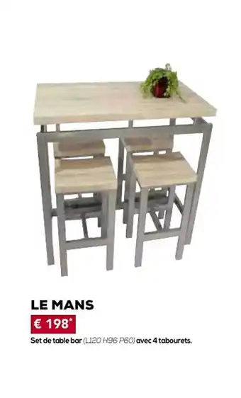 Meubles Crack Set De Table Bar Avec 4 Tabourets Le Mans offre