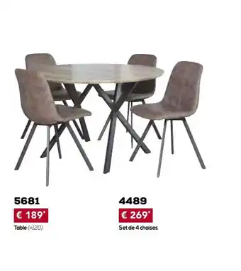 Meubles Crack Table 5681, Set De 4 Chaises 4489 offre