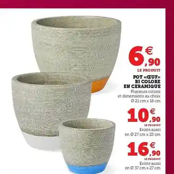 Super U Pot «œuf» Bi Colore En Céramique offre