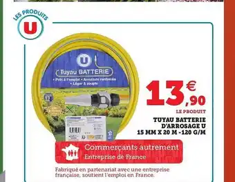 Super U Tuyau Batterie D'arrosage U 15 Mm X 20 M - 120 G-m offre